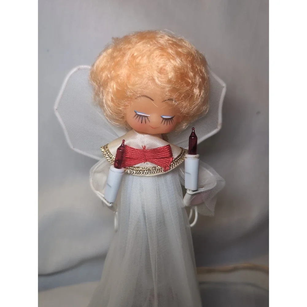 VINTAGE 10 Light Heirloom Christmas Angel Tree Topper MCM 9